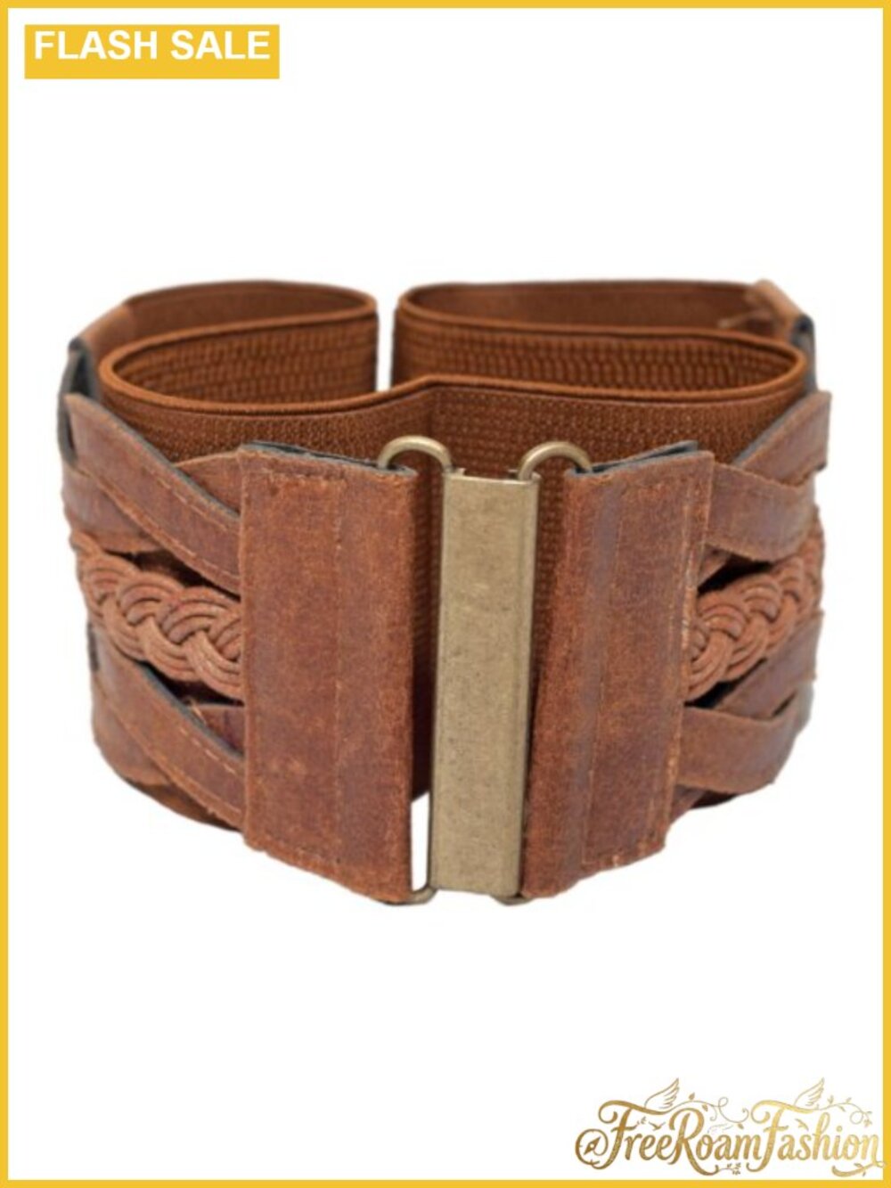 eVogues Braided Leatherette Wide Waist Cinch Stretch Belt Plus Size